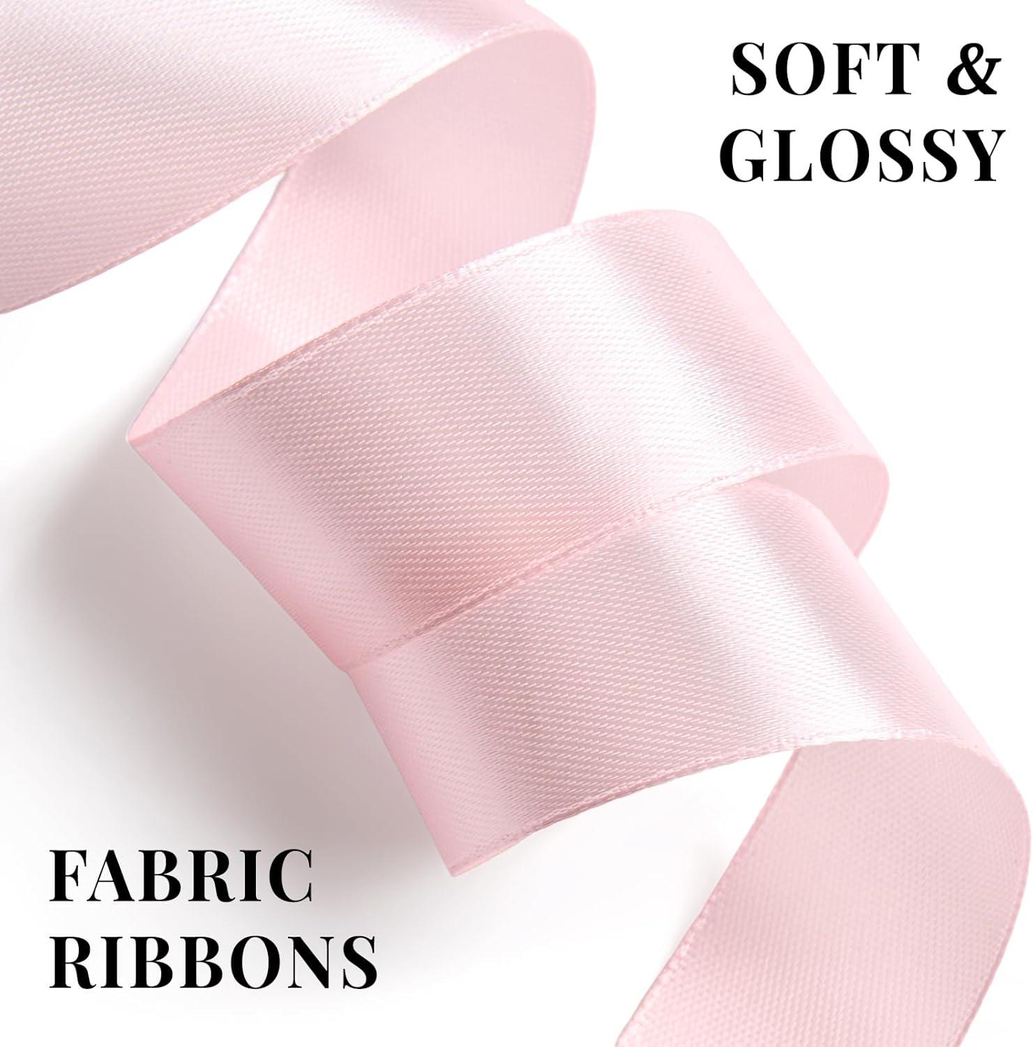 image:image100 Yards 1 Inch Baby Pink Satin Ribbon Solid Fabric Ribbon Roll for Flower Bouquet Gift Wrapping Roses Making Handmade CraftsBaby Pink