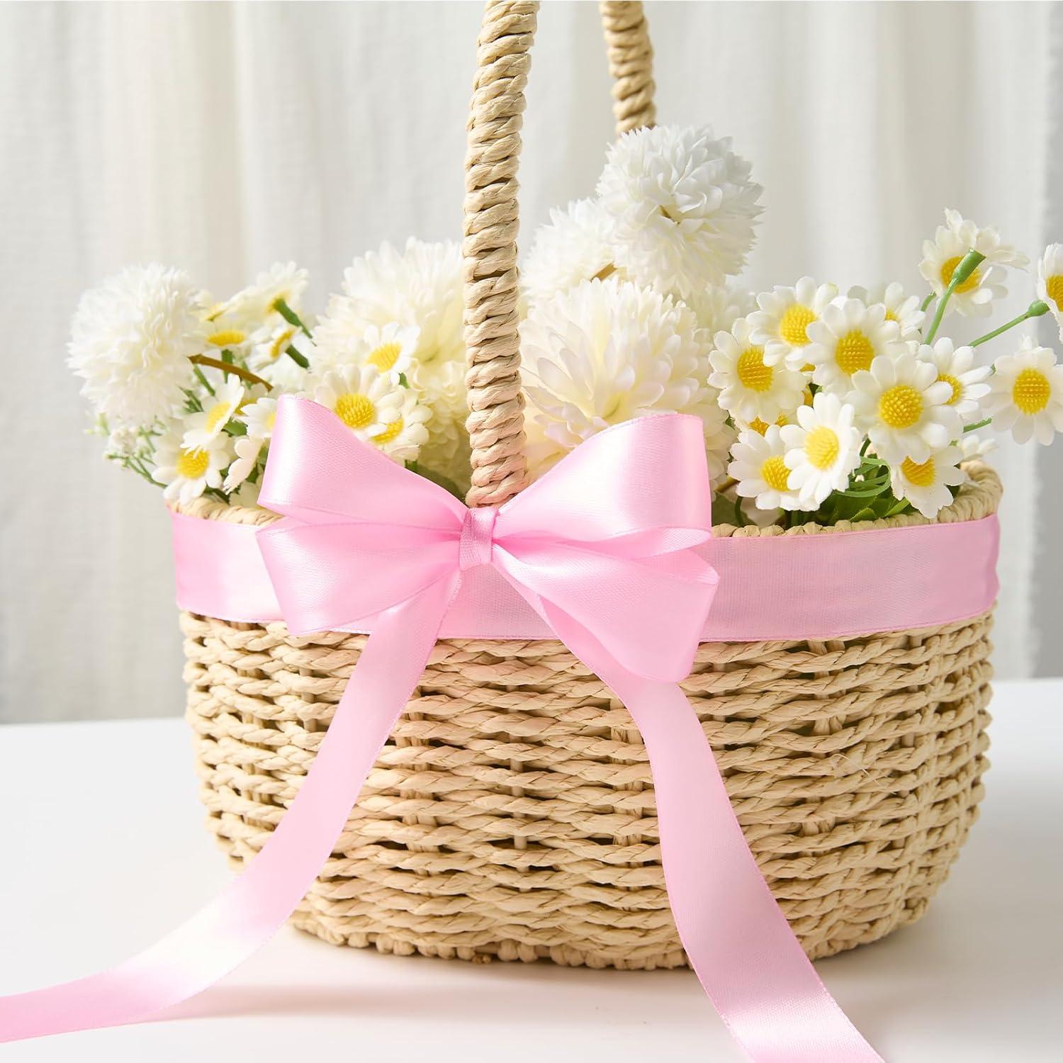 image:image100 Yards 1 Inch Baby Pink Satin Ribbon Solid Fabric Ribbon Roll for Flower Bouquet Gift Wrapping Roses Making Handmade CraftsPink