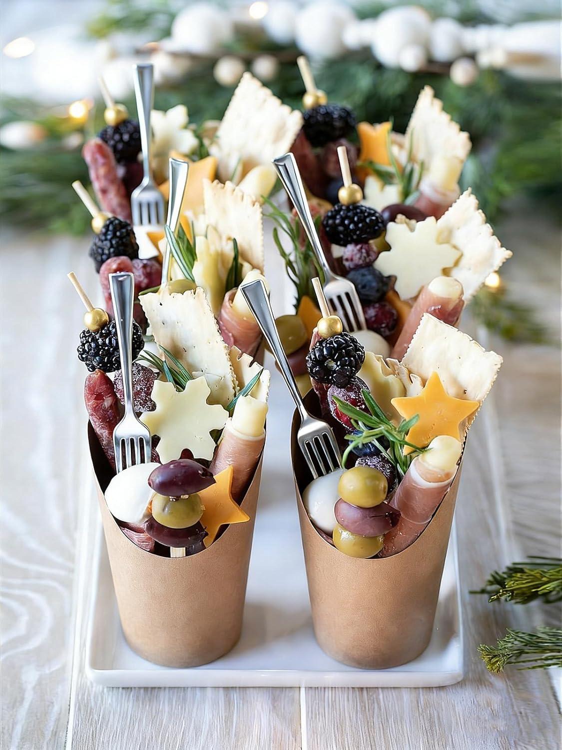 image:image100CT Mini Gold Forks 4 Inch Small Plastic Gold Dessert Forks Disposable Heavy Duty Tiny Forks for Appetizers Tasting Cocktail Hors Doeuvres Charcuterie Board Wedding ReceptionMini Silver Forks 100 Ct