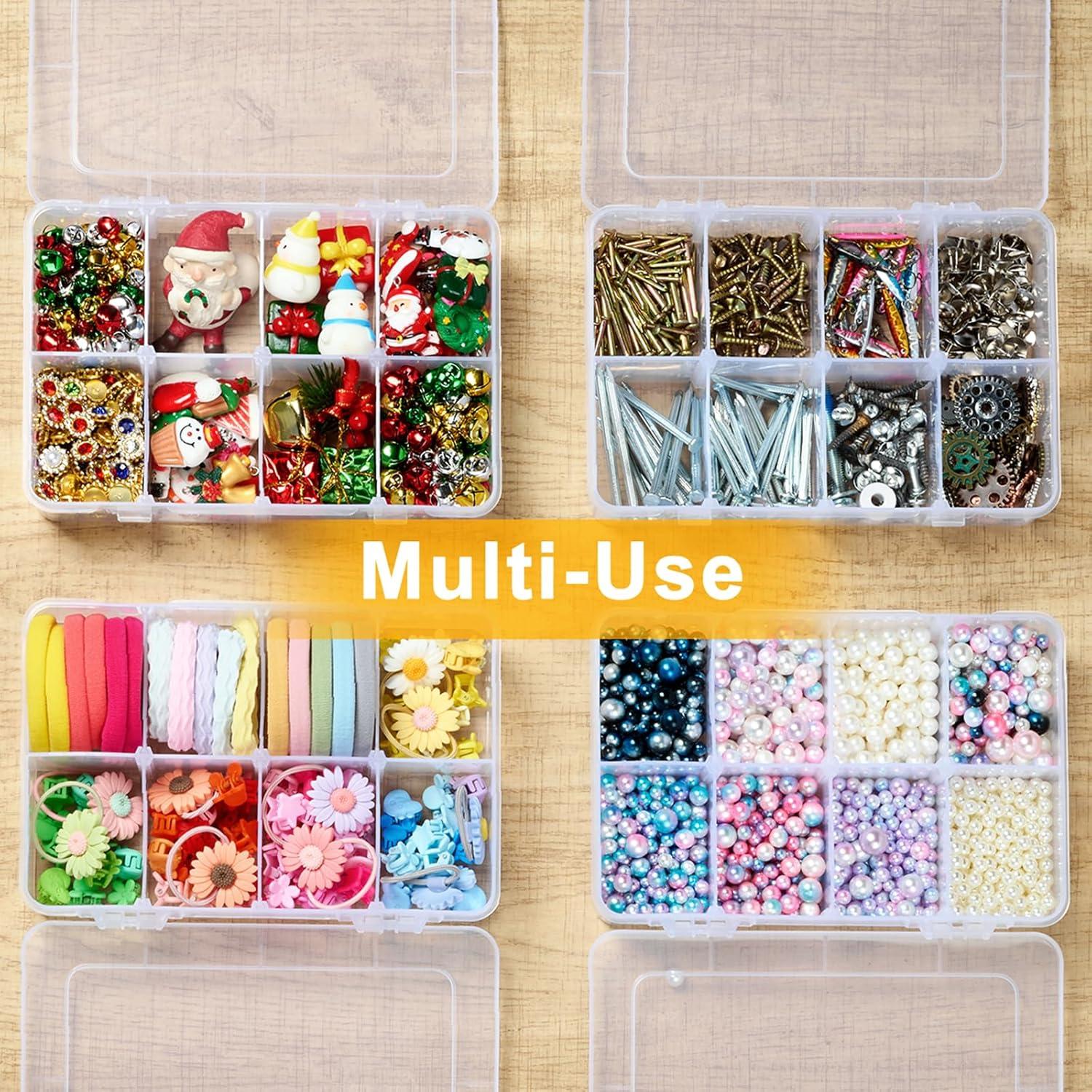 image:image2 Pack 8 Grids Bead Organizer and Storage Plastic Organizer Box with Removable Dividers and Labels for Jewelry Crafts Small Parts Electronics Tackle Boxes 24