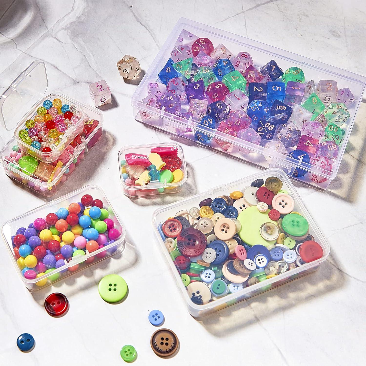 image:image24 Pack Mixed Sizes Rectangular Mini Plastic Containers Clear Plastic Storage Boxes with Hinged Lids and Labels Empty Beads Organizers for Small Items Art Craft Jewelry Projects4 Size 24 Pcs
