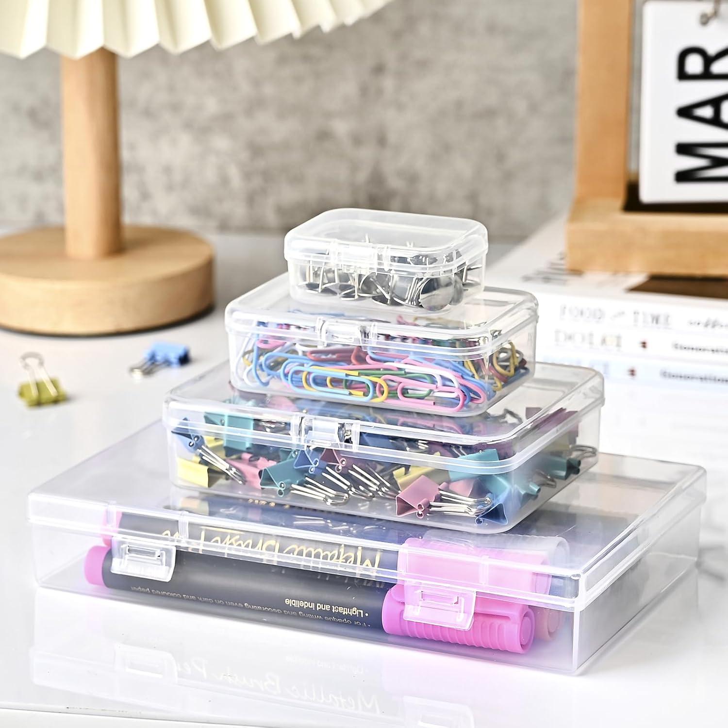 image:image24 Pack Mixed Sizes Rectangular Mini Plastic Containers Clear Plastic Storage Boxes with Hinged Lids and Labels Empty Beads Organizers for Small Items Art Craft Jewelry Projects4 Size 24 Pcs