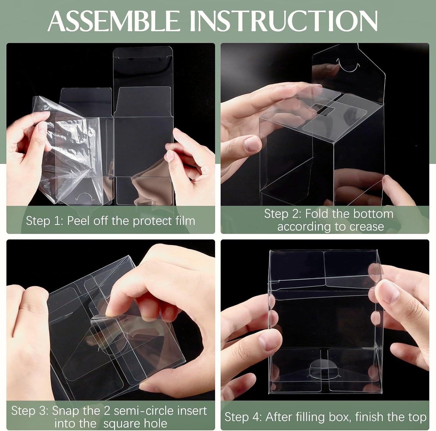 image:image45 Pack 3x3x3 Inches Clear Favor Boxes with Ribbons Transparent Plastic Cube Treat Boxes for Candy Goodie Gift Small Individual Hot Cocoa Bomb Packaging Box3x3x3 Inch