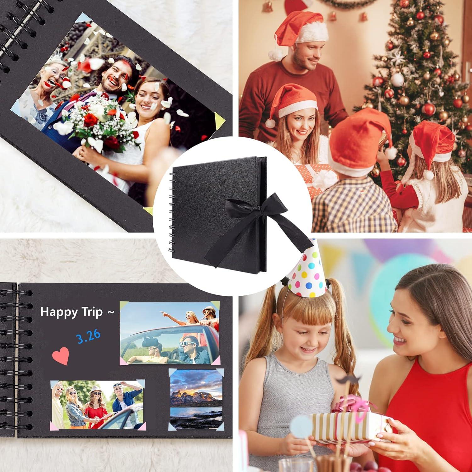 image:image60 Pages Small Scrapbook Album with 6 Metallic Markers 85 x 59 Inches Black Paper Photo Album for Wedding Anniversary Family DIY Scrapbook Accessories11585 Inches 80Pages