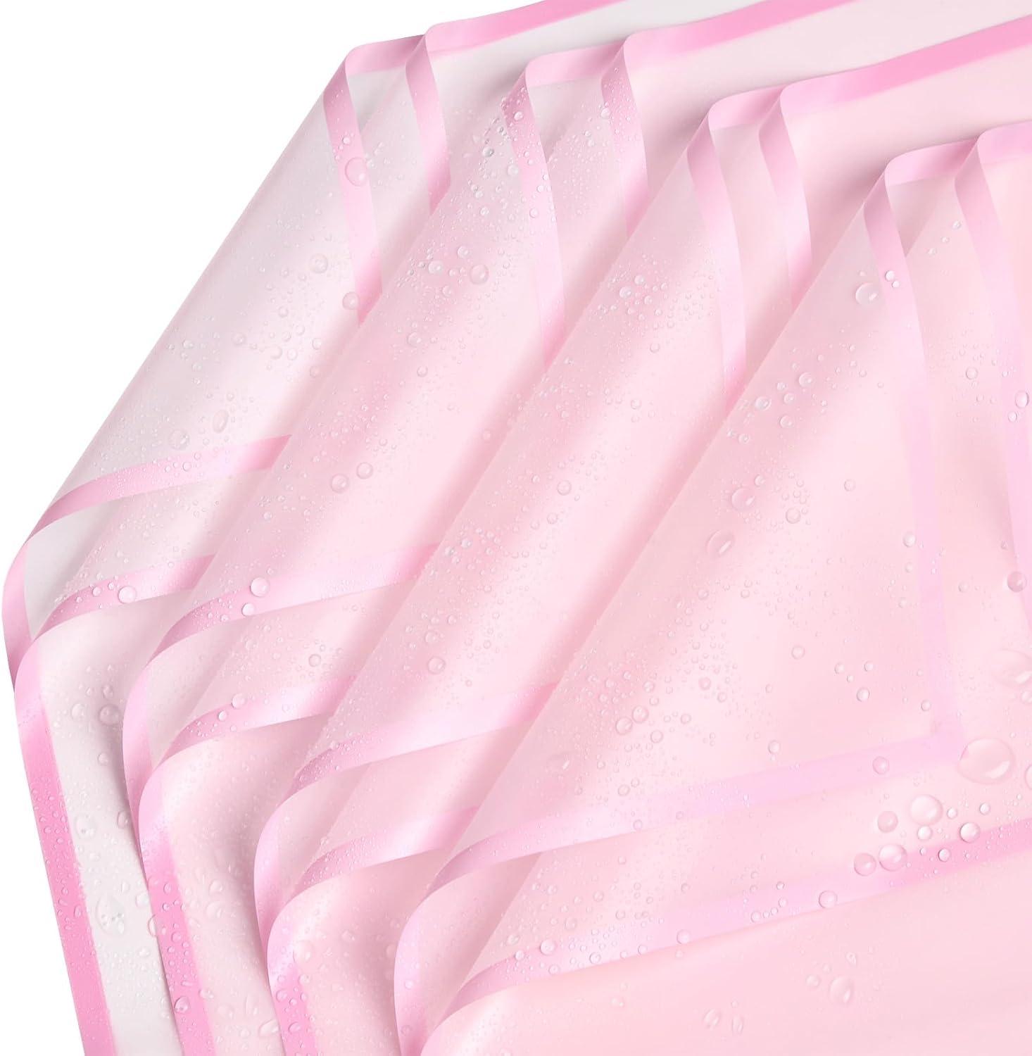 image:imageJutieuo 20 Sheets Pink Flower Wrapping Paper Waterproof Translucent Korean Floral Paper for Flower Bouquet Wraps Gift Packaging Florist Supplies 228 x 228 inchLight Pink Pink Edge