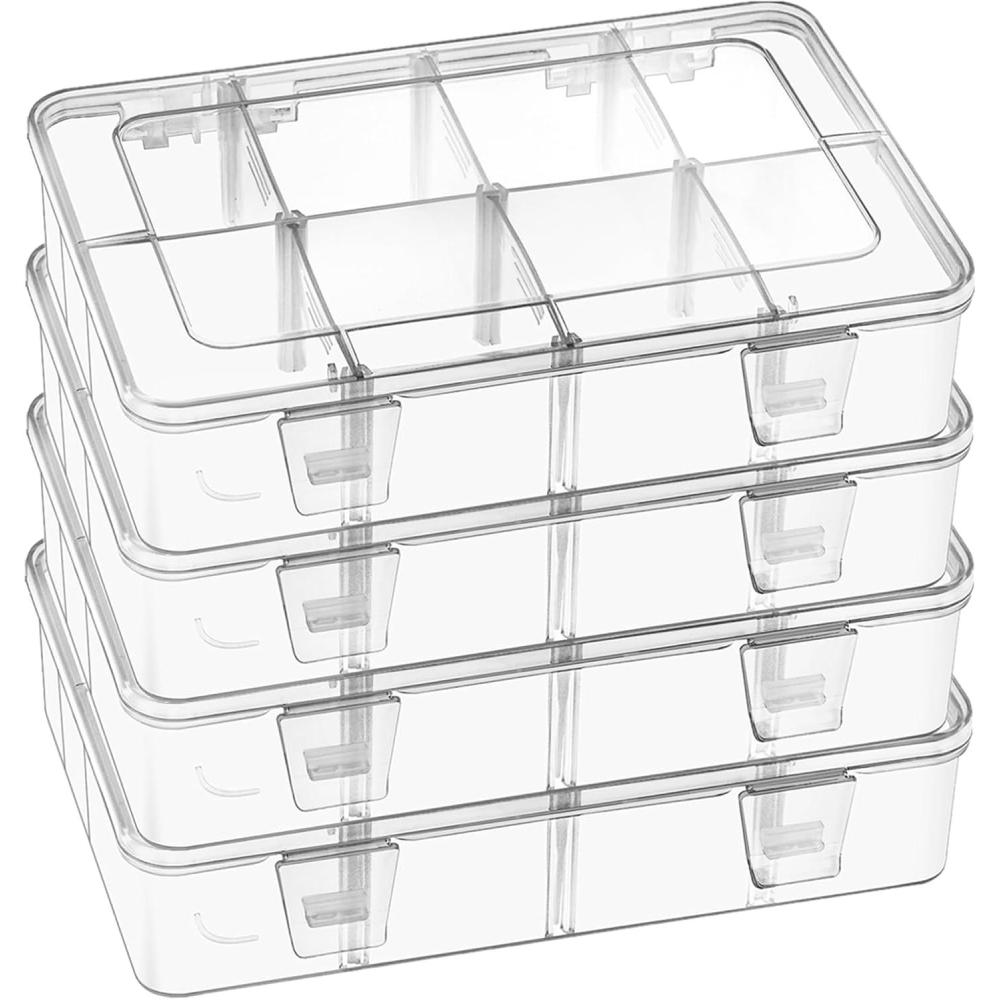 image:image2 Pack 8 Grids Bead Organizer and Storage Plastic Organizer Box with Removable Dividers and Labels for Jewelry Crafts Small Parts Electronics Tackle Boxes 24