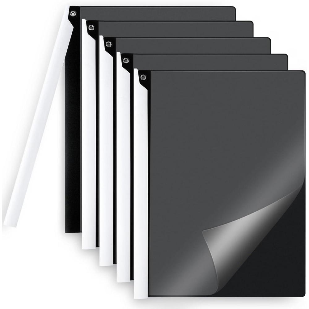 image:image5PCS Clear Report Covers with Swing Clip Professional Clear Front Presentation Folders Resume Folder 30 Sheets Capacity A4 Size File Document Organizer No Punch NeededBlack5pack
