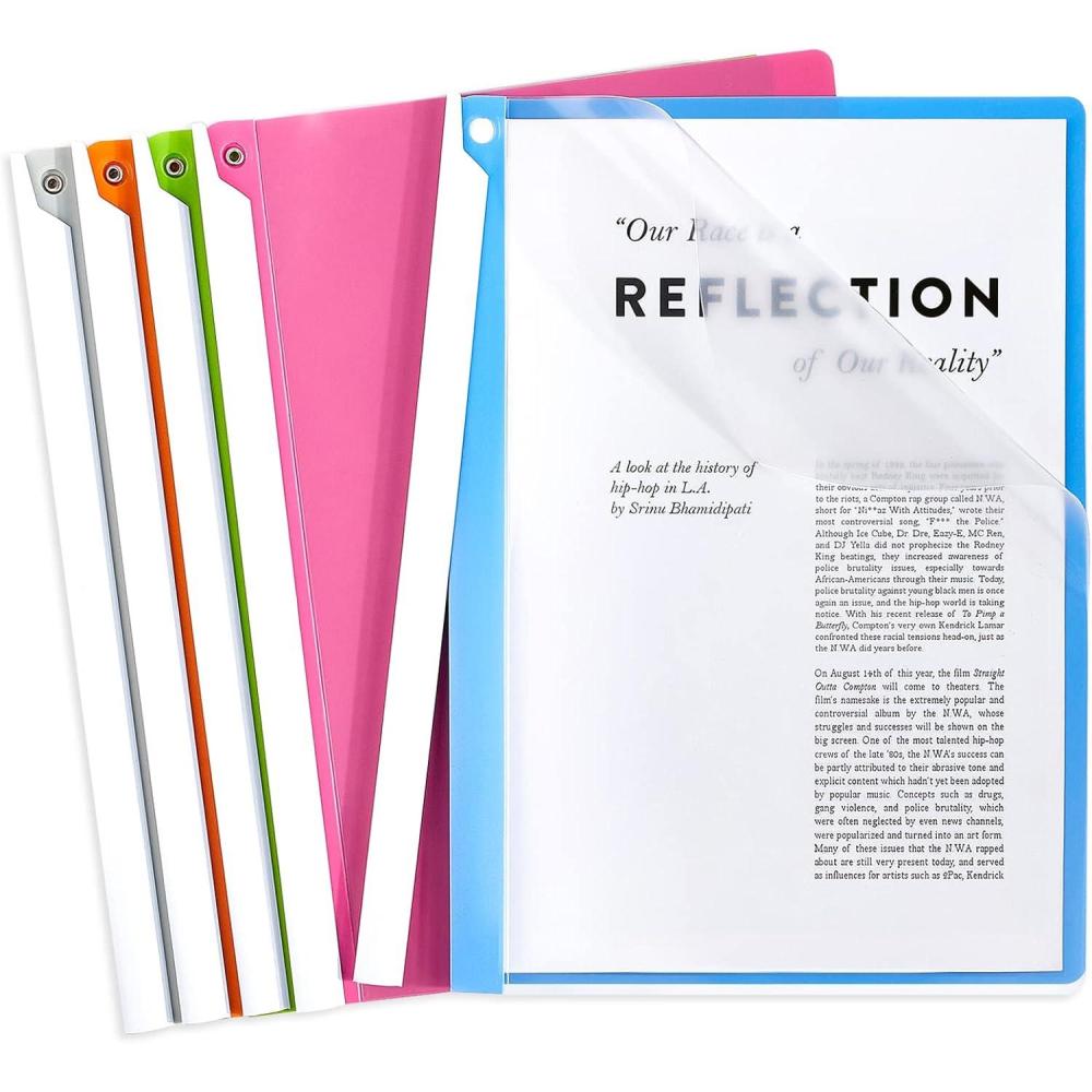 image:image5PCS Clear Report Covers with Swing Clip Professional Clear Front Presentation Folders Resume Folder 30 Sheets Capacity A4 Size File Document Organizer No Punch NeededBlue White Green Orange Pink