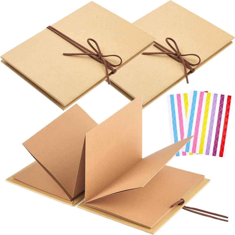 image:imageScrapbook Album 6x8 Inch Small Photo Album with DIY Accessories Set Stretchable Folding Kraft Paper Memory Book for Wedding Anniversary BlackBrown 2