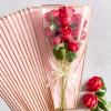 100 PCS Wave Edge Flower Bags for Bouquet, Clear Plastic Flower Bouquet Wrapping Paper Floral Sleeve Bags with Ribbons for Florist Bar Supplies (11.8×17.7 Inches Medium Size)(Pink-50pcs)