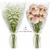 100 PCS Wave Edge Flower Bags for Bouquet, Clear Plastic Flower Bouquet Wrapping Paper Floral Sleeve Bags with Ribbons for Florist Bar Supplies (11.8×17.7 Inches Medium Size)(Clear-100pcs)