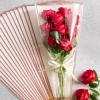 100 PCS Wave Edge Flower Bags for Bouquet, Clear Plastic Flower Bouquet Wrapping Paper Floral Sleeve Bags with Ribbons for Florist Bar Supplies (11.8×17.7 Inches Medium Size)(White-50pcs)
