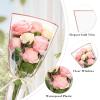100 PCS Wave Edge Flower Bags for Bouquet, Clear Plastic Flower Bouquet Wrapping Paper Floral Sleeve Bags with Ribbons for Florist Bar Supplies (11.8×17.7 Inches Medium Size)(White-50pcs)