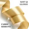 100 Yards 1 Inch Baby Pink Satin Ribbon, Solid Fabric Ribbon Roll for Flower Bouquet, Gift Wrapping, Roses Making, Handmade Crafts(Champagne Gold)