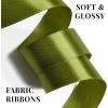100 Yards 1 Inch Baby Pink Satin Ribbon, Solid Fabric Ribbon Roll for Flower Bouquet, Gift Wrapping, Roses Making, Handmade Crafts(Olive Green)
