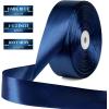 1-1/2 Inch 100 Yards Baby Pink Satin Ribbon, Solid Fabric Ribbon Roll for Flower Bouquet, Gift Wrapping, Roses Making, Handmade Crafts(Dark Blue)