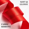 1-1/2 Inch 100 Yards Baby Pink Satin Ribbon, Solid Fabric Ribbon Roll for Flower Bouquet, Gift Wrapping, Roses Making, Handmade Crafts(Red)