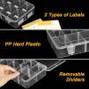 2 Pack 8 Grids Bead Organizer and Storage, Plastic Organizer Box with Removable Dividers and Labels for Jewelry Crafts Small Parts Electronics Tackle Boxes (2)(2)