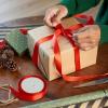 2 Rolls 50 Yards Christmas Ribbon 3/4 Inch Holiday Festival Satin Ribbons for Gift Wrapping Decoration (Red,Green)