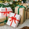 2 Rolls 50 Yards Christmas Ribbon 3/4 Inch Holiday Festival Satin Ribbons for Gift Wrapping Decoration (Red,Green)