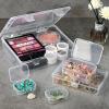 24 Pack Mixed Sizes Rectangular Mini Plastic Containers Clear Plastic Storage Boxes with Hinged Lids and Labels Empty Beads Organizers for Small Items Art Craft Jewelry Projects(4 Size 7 Pcs)