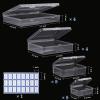24 Pack Mixed Sizes Rectangular Mini Plastic Containers Clear Plastic Storage Boxes with Hinged Lids and Labels Empty Beads Organizers for Small Items Art Craft Jewelry Projects(4 Size 24 Pcs)
