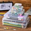 24 Pack Mixed Sizes Rectangular Mini Plastic Containers Clear Plastic Storage Boxes with Hinged Lids and Labels Empty Beads Organizers for Small Items Art Craft Jewelry Projects(5 Size 28 Pcs)