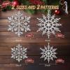36Pcs Silver Glitter Snowflake Decorations Christmas Ornaments, Hanging Plastic Snow Flakes Ornaments with Silver Rope for Christmas Tree Decorations, Winter Wonderland Party Supplies