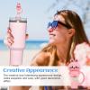 4 Pcs Heart Straw Toppers for Stanley Cups, Cute Red Pink Heart Straw Cover Caps for 40&30 oz Stanley Cups Tumblers with DIA 10 mm Straws(Cute Animals)