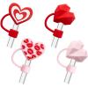 4 Pcs Heart Straw Toppers for Stanley Cups, Cute Red Pink Heart Straw Cover Caps for 40&30 oz Stanley Cups Tumblers with DIA 10 mm Straws(Heart)