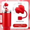 4 Pcs Heart Straw Toppers for Stanley Cups, Cute Red Pink Heart Straw Cover Caps for 40&30 oz Stanley Cups Tumblers with DIA 10 mm Straws(Heart)