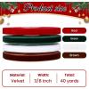 40 Yards Christmas Velvet Ribbon 3/8 Inch for Gift Wrapping, Christmas Tree Bows Door Garland Decor Vintage Wreath Bow Making (Red,Green,White,Brown)(Red  Green  Brown  White)