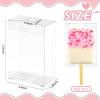 45 Pack 3x3x3 Inches Clear Favor Boxes with Ribbons, Transparent Plastic Cube Treat Boxes for Candy Goodie Gift, Small Individual Hot Cocoa Bomb Packaging Box(3.5×2.4×1.38 Inch)