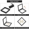 4Pcs Challenge Coin Holder, 3D Floating Frame Display Case with Stand for AA Coin Medallion Military Medal Specimen Jewelry, 2.75×2.75 inches(4.33 x 4.33 inches)
