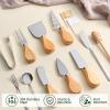 Charcuterie Board Accessories Wooden Handle Cheese Knife Set, Charcuterie Utensils Include Cheese Knifes, Tongs, Spreaders, Forks, Spoons, Honey Dippers, Flags (42 Pieces)