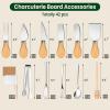 Charcuterie Board Accessories Wooden Handle Cheese Knife Set, Charcuterie Utensils Include Cheese Knifes, Tongs, Spreaders, Forks, Spoons, Honey Dippers, Flags (42 Pieces)