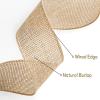 Christmas Burlap Wired Ribbon, 1-1/2 Inch x 10 Yard, Natural Solid Wired Edge Ribbon for Christmas Gift Wrapping, Xmas Tree Wreaths Decoration, Big Bow Crafts