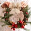 Christmas Burlap Wired Ribbon, 1-1/2 Inch x 10 Yard, Natural Solid Wired Edge Ribbon for Christmas Gift Wrapping, Xmas Tree Wreaths Decoration, Big Bow Crafts