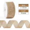 Christmas Burlap Wired Ribbon, 1-1/2 Inch x 10 Yard, Natural Solid Wired Edge Ribbon for Christmas Gift Wrapping, Xmas Tree Wreaths Decoration, Big Bow Crafts