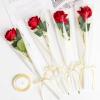 Jutieuo 100Pcs Single Rose Sleeve with 100Pcs Floral Water Tubes for Fresh Flowers, Transparent Single Flower Sleeve Individual Rose Wrap Bulk for Mother’s Day Events, Florist Supplies(White Gold Line 100 bags)