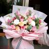 Jutieuo 20 Sheets Pink Flower Wrapping Paper, Waterproof Translucent Korean Floral Paper for Flower Bouquet Wraps Gift Packaging Florist Supplies (22.8 x 22.8 inch)(Light Pink Pink Edge)