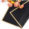 Jutieuo 20 Sheets Pink Flower Wrapping Paper, Waterproof Translucent Korean Floral Paper for Flower Bouquet Wraps Gift Packaging Florist Supplies (22.8 x 22.8 inch)(Black Gold Edge)