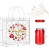 Jutieuo 24 Pack Clear Gift Bags with Handles, Bulk Valentine’s Day Gift Bags Reusable Transparent PVC Plastic Tote Goodies Bags for Valentines Party Favors (7.9 x 7.9 x 3.2 Inch)
