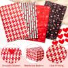 Jutieuo 30 PCS Valentine’s Day Gift Bags with Cards, Cute Polka Dots Red Valentine Paper Treat Bags Classroom Gift Goodie Bag for Valentines Party Favors(Black & Red Heart)