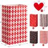 Jutieuo 30 PCS Valentine’s Day Gift Bags with Cards, Cute Polka Dots Red Valentine Paper Treat Bags Classroom Gift Goodie Bag for Valentines Party Favors(Black & Red Heart)