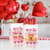 Jutieuo 30Pcs Valentine’s Day Small Gift Bags, Pink Heart Valentines Goodie Bag with Tin Tie Tab Lock, Valentine Candy Cookie Packaging Treat Bags for Party Supplies(30)