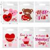 Jutieuo 36 PCS Valentine’s Day Treat Bags, Translucent Red Pink Heart Valentines Small Plastic Gift Bags with handles for Party Favor Goodie Bag Cookie Candy