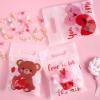 Jutieuo 36 PCS Valentine’s Day Treat Bags, Translucent Red Pink Heart Valentines Small Plastic Gift Bags with handles for Party Favor Goodie Bag Cookie Candy