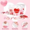 Jutieuo 36 PCS Valentine’s Day Treat Bags, Translucent Red Pink Heart Valentines Small Plastic Gift Bags with handles for Party Favor Goodie Bag Cookie Candy
