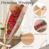Jutieuo 50 Pcs Flower Bags for Bouquet, Flower Wrapping Kraft Paper Floral Sleeve Bouquet Bags with Ribbons for Florist Supplies Wedding Birthday Mother’s Day, 8.7×24.8 Inches
